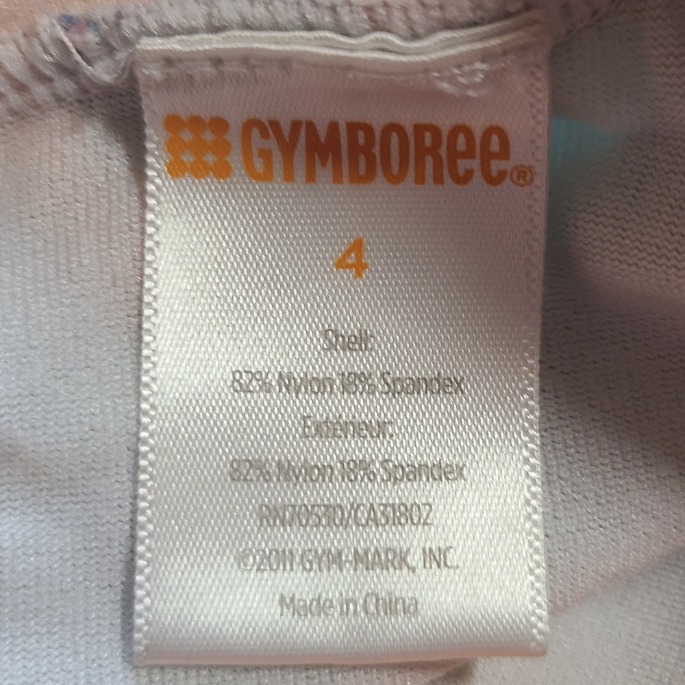 Gymboree Floral One Shoulder Swimsuit Girls 4 Blue Orange 3D Petal - Picture 7 of 8